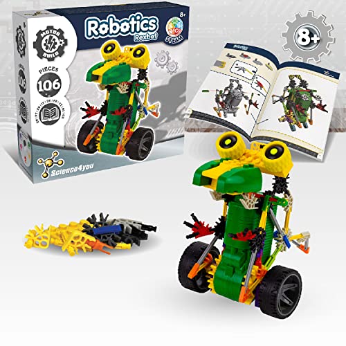Science4you Robotics Rexbot - Robot Building Toy for Kids Age 8-14, Kit with 106 Pieces to Build Your Own Robot and Make it Move, Science Kit and STEM Toy for Kids 8+ Years Old - style: Rexbot