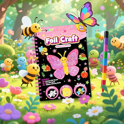 FUNNYB&G Foil Art Craft Kit for Kids, Sparkly Birthday Gift Toy for Girls - style: Insects
