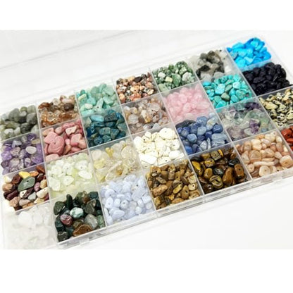 Jewelry Making Kits with 28 Colors Gemstone Chips, Crystal Bead Ring Maker Kit with Jewelry Making Supplies (28 Colors) - color: 28 colors