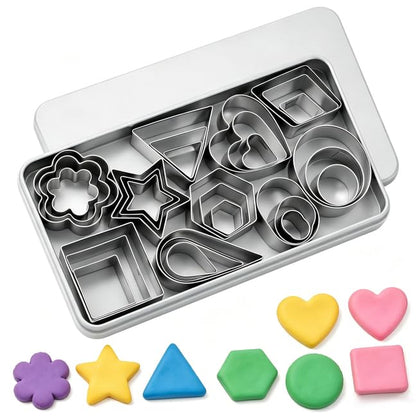 Fireboomoon 30 Pcs Mini Cookie Cutter Set, Stainless Steel Geometric Cutter - color: Silver 30pcs