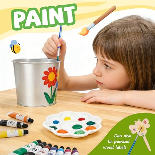 Paint & Plant Flower Growing Kit for Kids - Easter Gifts for Kids Gardening Set with 4 Pots - Unique Birthday, Crafts & Arts, Gardening Gifts for Girls & Boys, Ages 5, 6, 7, 8-12 Years Old - size: 5.1 x 8.1 x 4.3 inches