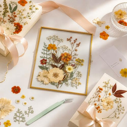 Dried Flowers, Resiners 100Pcs Fall Pressed Flowers for Craft Real Natural Dried Flowers Dry Leaves Kit for DIY Making Crafts Resin Soap Candle Scrapbook Supplies Card Making Jewelry - color: Fall Color 100pcs