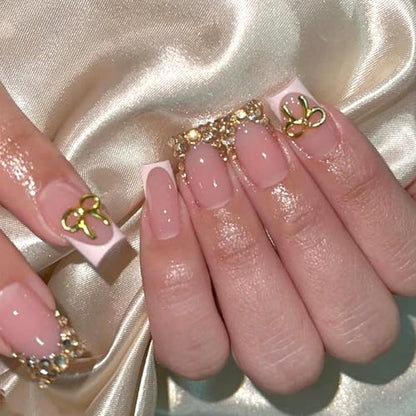 6 Packs (144 Pcs) | Reusable Press on Nails | Stick on Nails 12 Sizes-6 Styles | Cute Bow Nails - color: Cute Bow Nails