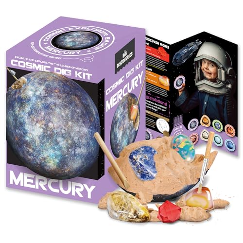 Cosmic Dig Kit by Big Discoveries - Explore the Planets of the Solar System with Gem & Fossil Excavation Kits for Kids | STEM Toy Science Dig Kits with Gemstones for Boys and Girls - style: Mercury