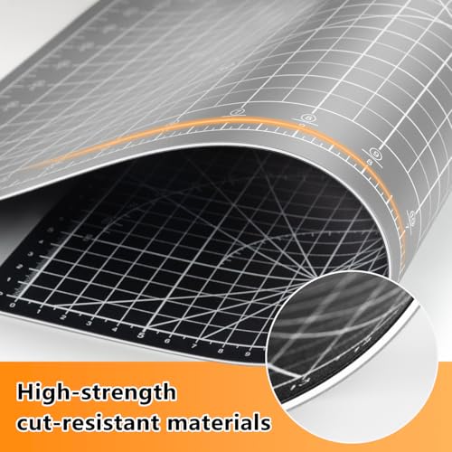 Ecraft Self Healing Cutting Mat:18" x 24" Double Sided 5-Ply Hobby Mat, A2 Rotary Cutting Sewing Mat for Crafts, Fabric,Sewing,Quilting,Scrapbooking,Projects,Grey/Black - color: Grey/Black, size: 24"L x 18"W