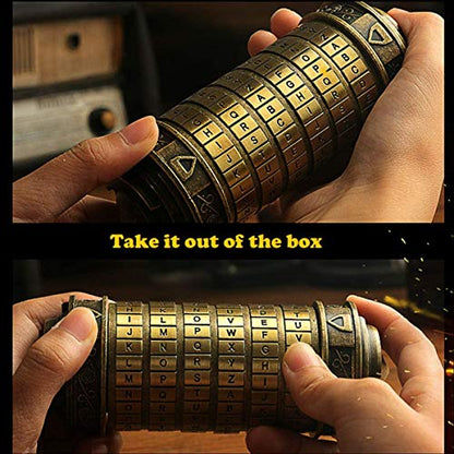 Cryptex Da Vinci Code Mini Cryptex Lock Puzzle Boxes with Hidden Compartments Anniversary Valentine's Day Romantic Birthday Gifts for Her Gifts for Girlfriend Box for Men - color: Brass