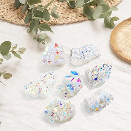 ZHIYUXI Angel Aura Quartz Cluster Angelite Crystal Cluster Geode - color: Angel Aura Quartz