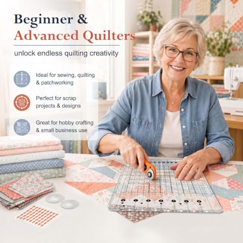 5-in-1 Quilting Ruler- 8.5" x 12.5" Slotted Quilting Ruler, 4mm Acrylic Non-Slip Strip Ruler, 1½" ¼" ⅛" Cuts for Fabric Precise Cutting, Sewing Quilt Strip Rulers Ideal for Beginners & Quilters - size: 8-1/2in x 12-1/2in