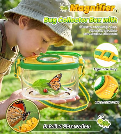 Bug Catcher for Kids, Bug Vacuum Catching Kit with Bug Collector Butterfly Net Magnifying Glass Bugs Grabber Insect Catcher Tweezers, Outdoor Explorer Toys Gift