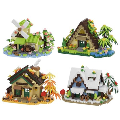 4 Set Mini Building Toy House Set - color: 4 Set