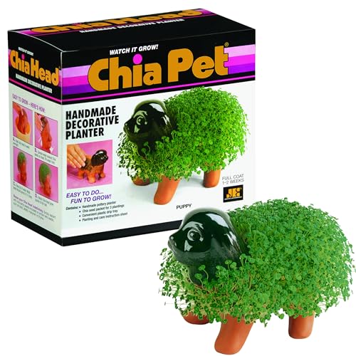 Chia Pet Puppy with Seed Pack, Decorative Pottery Planter, Easy to Do and Fun to Grow, Novelty Gift, Perfect for Any Occasion - style: Puppy