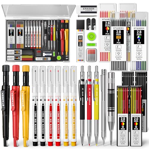 STAGEEK 36 Pack Carpenter Pencils Set With 102 Refills