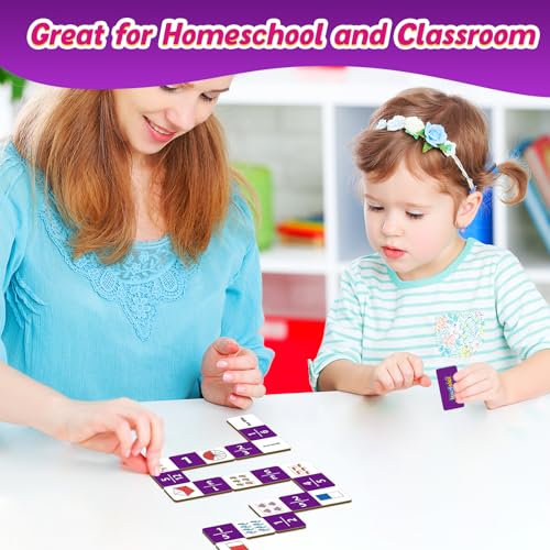 Kasfalci Fraction Dominoes Set,Math Games for Kids,Math Manipulatives,Counting Toys,Learning Games,Preschool Learning Activities,Homeschool Supplies,Kindergarten Classroom Must Haves,1st 2nd 3rd Grade - color: Purple