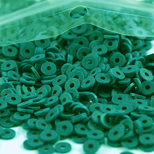 2000pcs Dark Green Clay Beads for Bracelets Making, Flat Round Polymer Clay Beads 6mm Heishi Beads for Jewelry Making Earring Bracelets Necklace - color: Dark Green 8