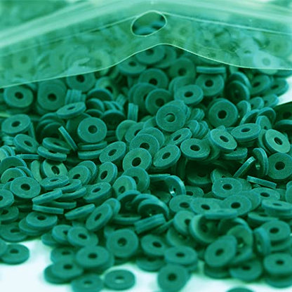 2000pcs Dark Green Clay Beads for Bracelets Making, Flat Round Polymer Clay Beads 6mm Heishi Beads for Jewelry Making Earring Bracelets Necklace - color: Dark Green 8