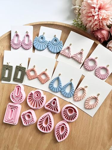 Geometric Polymer Clay Cutters, 8PCS Geometric Clay Tools for Jewelry Making, Precision Layered Earring Cutters for DIY Minimalist Earrings, Crafts, Small Business Supplies