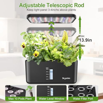 Indoor Garden 10 Pods Hydroponics Growing System w/LED Grow Light