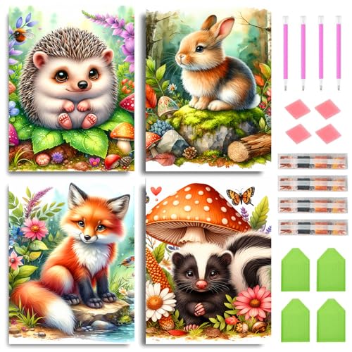 Axquilon 4 Pack Animal Diamond Art Kits for Adults- 9.8x13.7inch - color: 4 Pack Animal