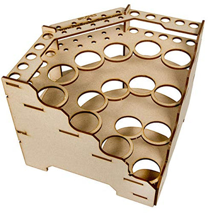 The Broken Token Modular Paint Rack w/ 35mm Holes - 90° Wedge - Multiple Organizer for Paint Bottles, Pots, and Brushes in Tiered Layout - Customize Your Pieces with Easy Organization & Access - style: 90° Wedge 35mm holes