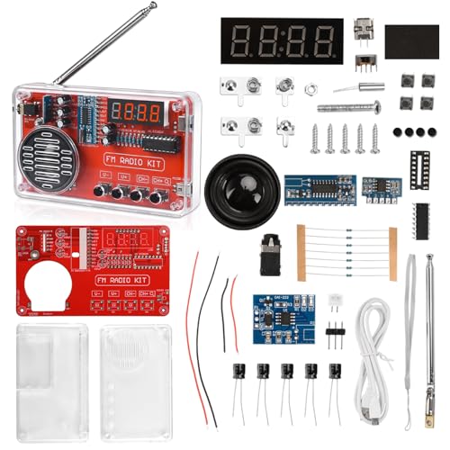 Diymore DIY FM Radio Kit, Soldering Practice Electronics Project, Transparent Case, with PCB, Speaker, Digital Display, for Beginners & STEM Learning - color: DIY FM Radio Kit