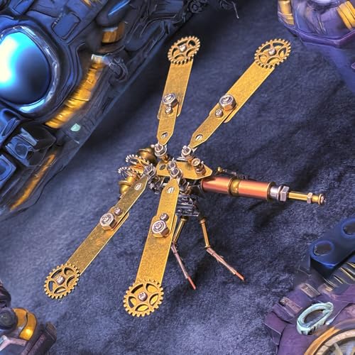 3D Metal Puzzles Model Kits for Adults - Build Dragonfly Hobby Kits for Men - Arts and Crafts Cool Things for Father Gifts for Birthday Ideas (Mechanical Dragonfly C) - style: Mechanical Dragonfly C