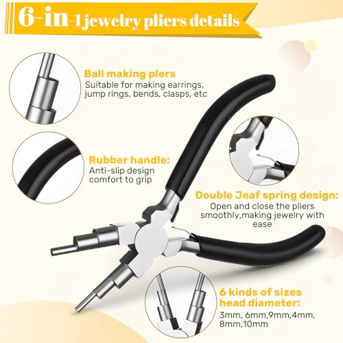 Mudder 2 Pcs Jewelry Making Tool 6 in 1 Bail Making Plier,Black - color: Black