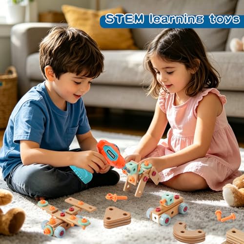 VEAIS Kids Tool Set with Drill, 148 PCS STEM Building Tools with Storage Box Plastic Todder Tool Set for Boys and Girls Age 3 4 5 6 7 8 Years
