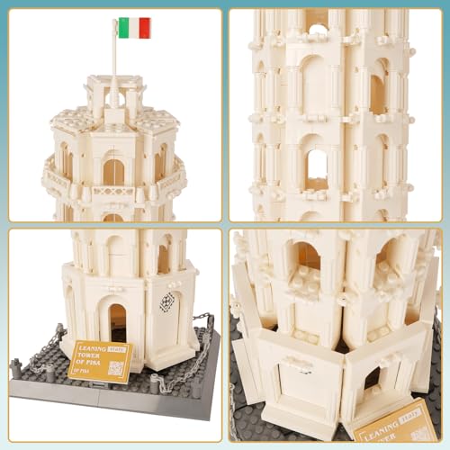 Oichy Leaning Tower of Pisa Building Blocks Set, 1334 PCS Famous Architecture Model Building Kits, Collection Leaning Tower of Pisa Model Blocks for Adults and Kids - color: Leaning Tower of Pisa