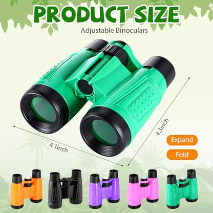 Foilswirl 12 Set Binocular Compass Magnifying Glass Set Christmas Birthday Gift Small Telescope Binocular with Whistle Bag for Outdoor Exploring Stocking Stuffer(Stylish Color,Classic)