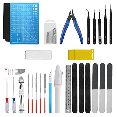 50Pcs Modeler Basic Tools Craft Set Compatible with Gundam Model Tools Kit Hobby Building Tools for Model Assemble Car Model Building Repairing and Fixing DIY Craft Kit