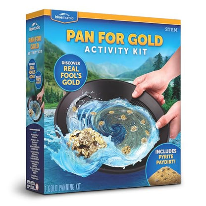 Blue Marble Gold Panning Kit with Real Pyrite Pay Dirt Activity for Kids