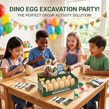 12 Dinosaur Eggs Dig Kit Toys for Kids, Excavation Kit with Magnifier - style: 12 Dinosaur Eggs