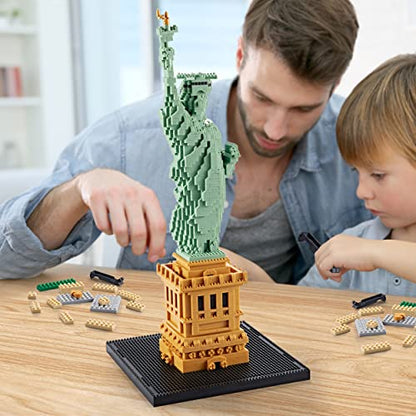 YaJie World Landmark Architecture Series: Big Ben & Statue of Liberty – 2-in-1 Micro Building Block Set for Adults & Teens, STEM Educational Model Kit, Home Office Decor Display (9,283 PCS)