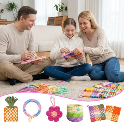 1000 PCS Loom Refill Loops, 10 Colors Loops Bands Nylon for 7-10 Inch Weaving Looms, Elastic Refill Loops Potholder Loom Kit Art and Crafts DIY Supplies for Adults Teens (Bright Series) - color: Bright Series