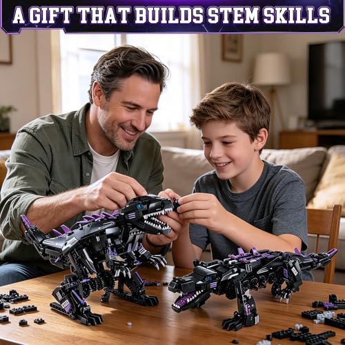 5-in-1 STEM Dinosaur Robot Building Kit, 935PCS App & Remote Control, Rebuild into T-Rex, Triceratops, Crocodile, Robot & Monster, Engineering Gift for Boys & Girls Ages 8+