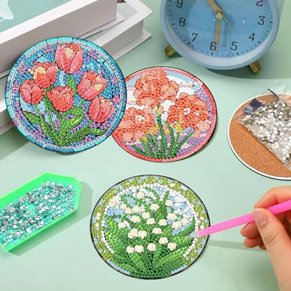 Diamond Art Coasters Kit, 8 Pieces Sunflowers Diamond Painting Coasters Kit - color: Bdwy042