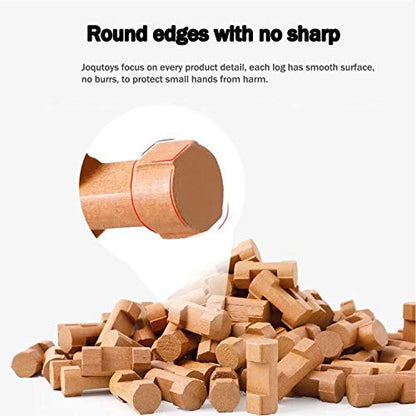 90 Pcs Wood Building Blocks Toy for Toddlers, Classic Wooden Cabin Log Set Preschool Education Toy, Creative Construction Engineering Educational Toys for 3 4 5 6 Years Boys - style: 90 PCS