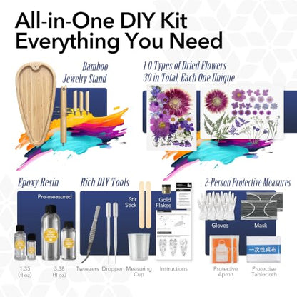 Auraeve All-in-One DIY Resin Craft Kit - Flower Jewelry Stand for Adults