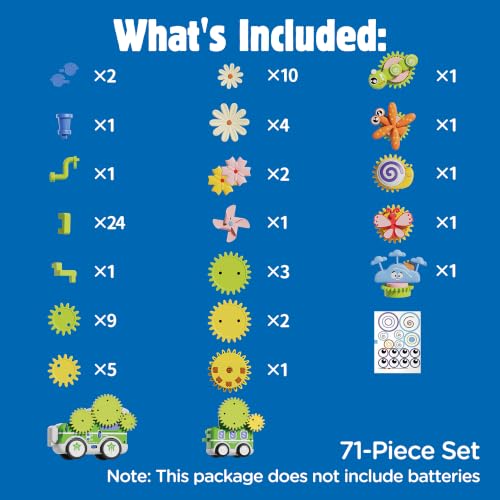 4 in 1 STEM Gear Toys for Kids Ages 3+, Educational Building Blocks, 71Pcs - size: 71 PCS