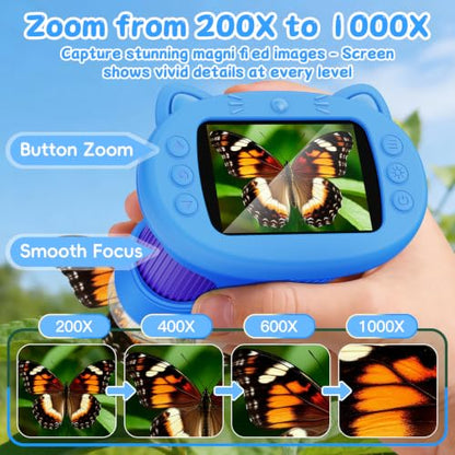 SEEKID Kids Microscope,1000X Handheld Digital Microscope (Blue) - color: Blue