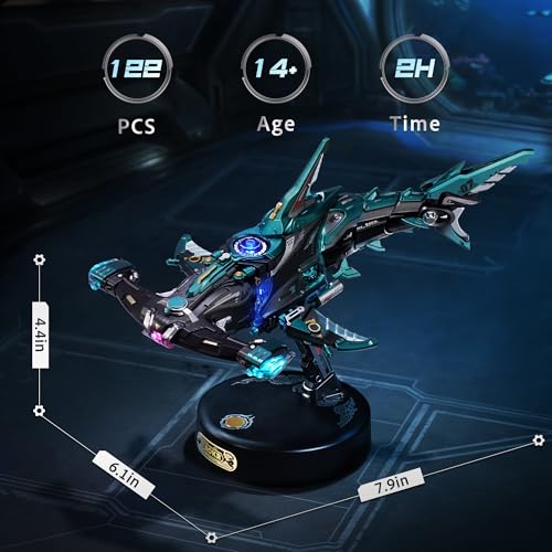 ROKR Hammerhead Shark 3D Puzzle for Adults, Mechanical Model Building Kit STEM Project, Unique Desk Decor DIY Craft for Teens(MI07)