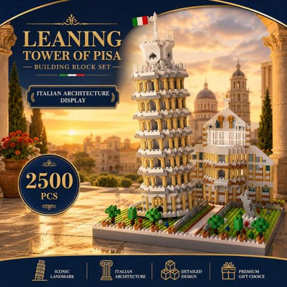 Leaning Tower of Pisa Micro Mini Building Blocks Set Italy Architecture Building Kits Famous Landmark Model Toys Gift for Adults Kids Teens 2500 PCS - style: The Leaning Tower of Pisa