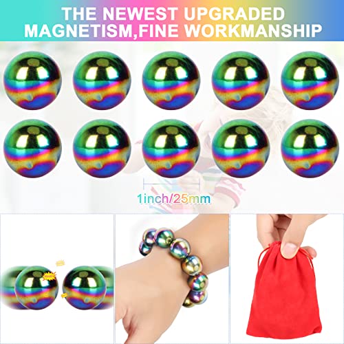 10Pcs Rainbow Hematite Magnetic Stone Kit, DIY Round Polished Magnets for Home Office Kitchen, Educational Science Kit for Wall Stickers, Building Gadgets for Gift - color: 10pcs Rainbow Round Stone