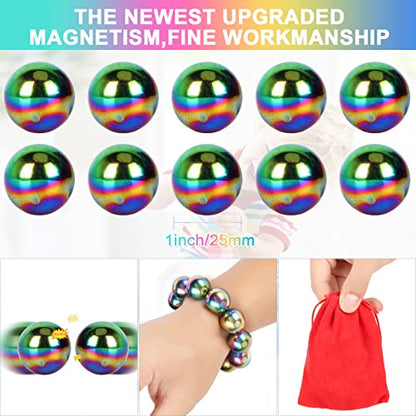 10Pcs Rainbow Hematite Magnetic Stone Kit, DIY Round Polished Magnets for Home Office Kitchen, Educational Science Kit for Wall Stickers, Building Gadgets for Gift - color: 10pcs Rainbow Round Stone