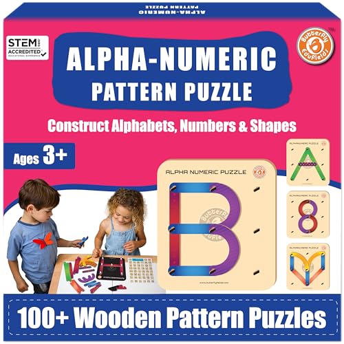 Butterfly EduFields Wooden Alphabet Puzzle Set Montessori Toy for Ages 3-5 - style: Alphanumeric
