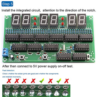 DIY Electronic Clock kit 6 bit Digital Circuit Clock Soldering kit Skill Contest Training Materials for Adults
