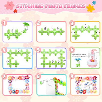 GirlsHome 300+PCS Fabric Flower Bouquets Toys, DIY Flower Making Kit - color: White Pink