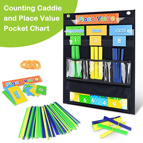 Eamay Counting Caddy & Place Value Pocket Chart for Classroom and Homeschool(Black)
