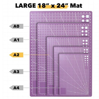 Mandala Crafts Self-Healing Purple Pink 18x24" A2 Sewing Cutting Mat Kit - color: Purple Combo, size: 18 x 24 Inches Mat Combo