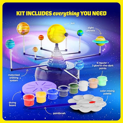 360° Orbiting Solar System for Kids - Paint & Build Model Kit - Craft Kit